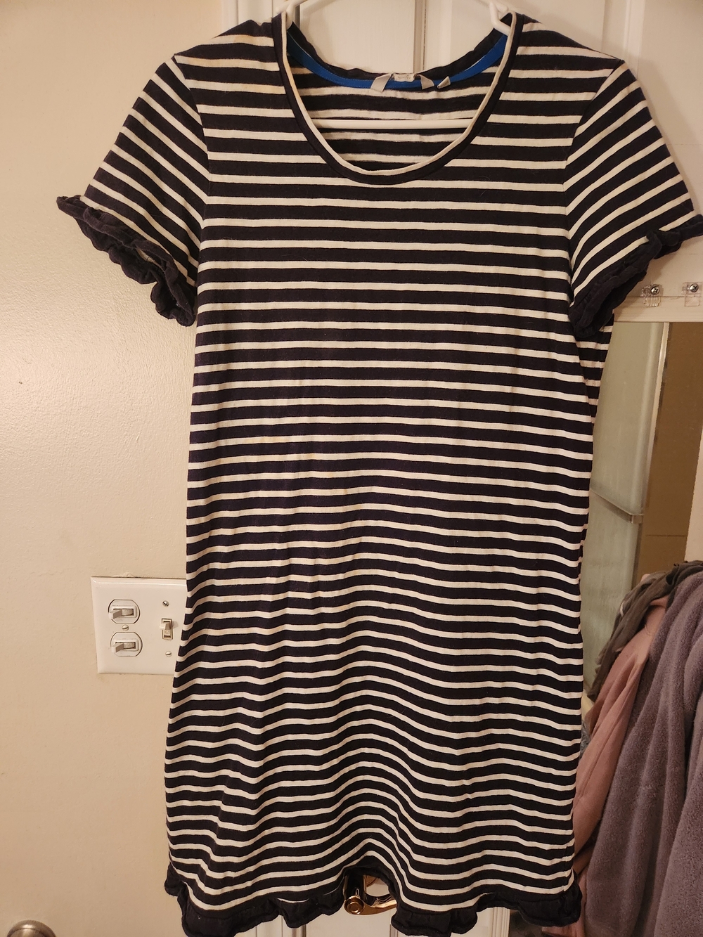 Boden Emily Striped Jersey Ruffle Trim Dress